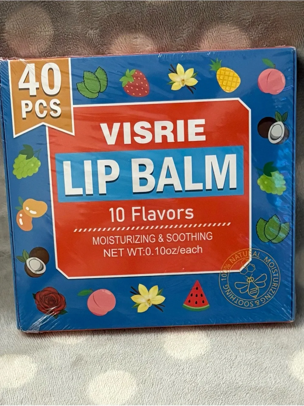 Visrie Lip Balm Variety Pack - 10 Flavors, 40 pcs - NEW